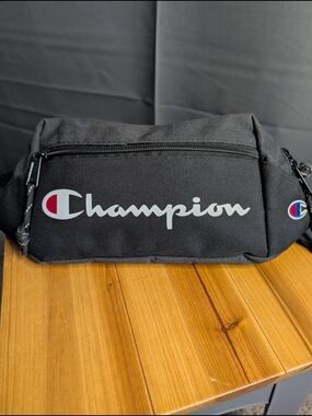 Champion Black Logo Waist Pack - Men's Crossbody Sling Bag
